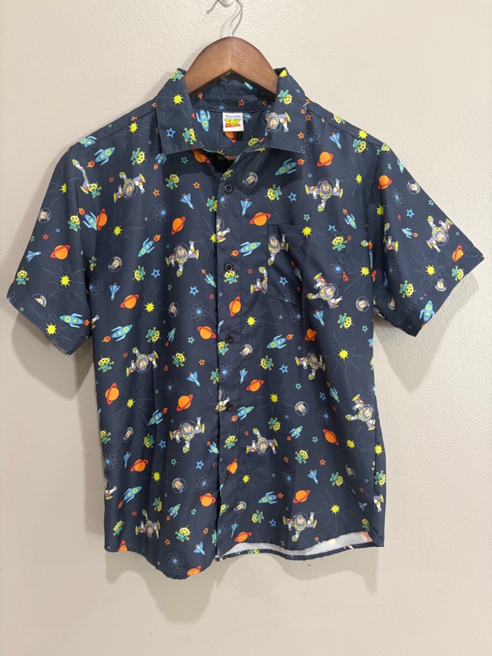 PIXAR Toy Story Navy Space Print Button-Up Shirt